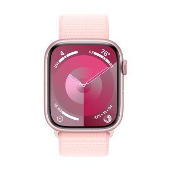 Apple Watch Series 9, 41 мм, корпус из алюминия розового цвета, нейлоновый ремешок нежно-розового цвета